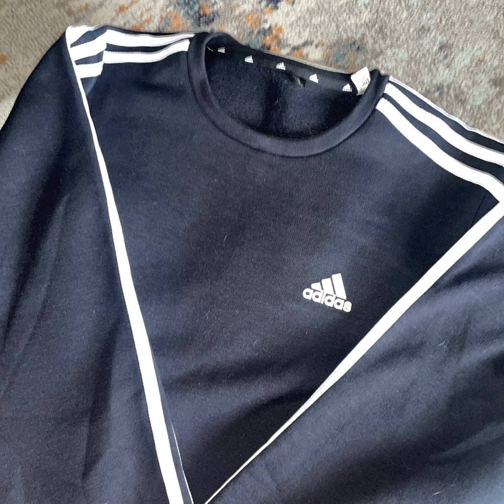 adidas Black and White Crewneck Sweatshirt